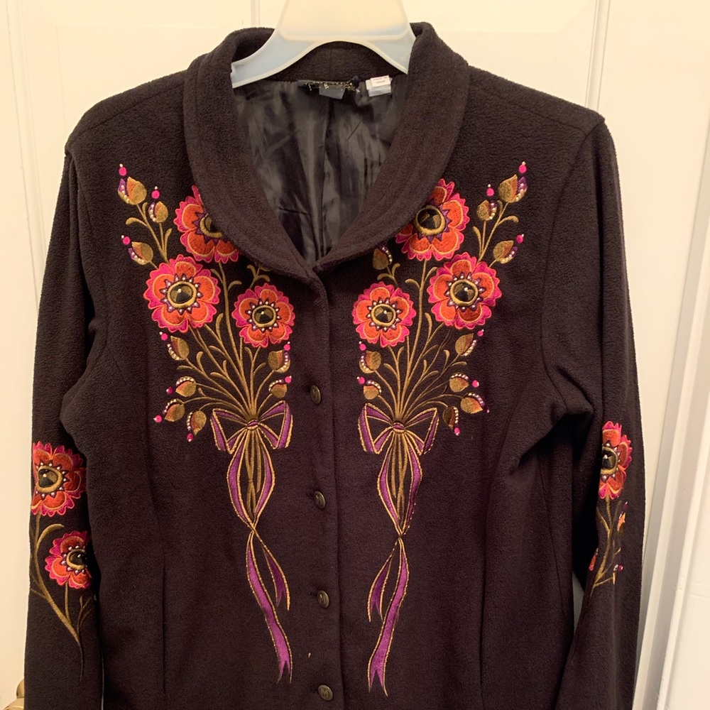 Bob Mackie Embroidered Fleece Jacket